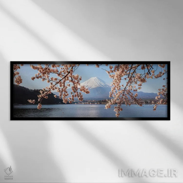 تابلو دکوراتیو Japan I,کوه فوجی و درختان گیلاس، ژاپن I اثر ماتئو کولومبو - نمای قابدار مشکی