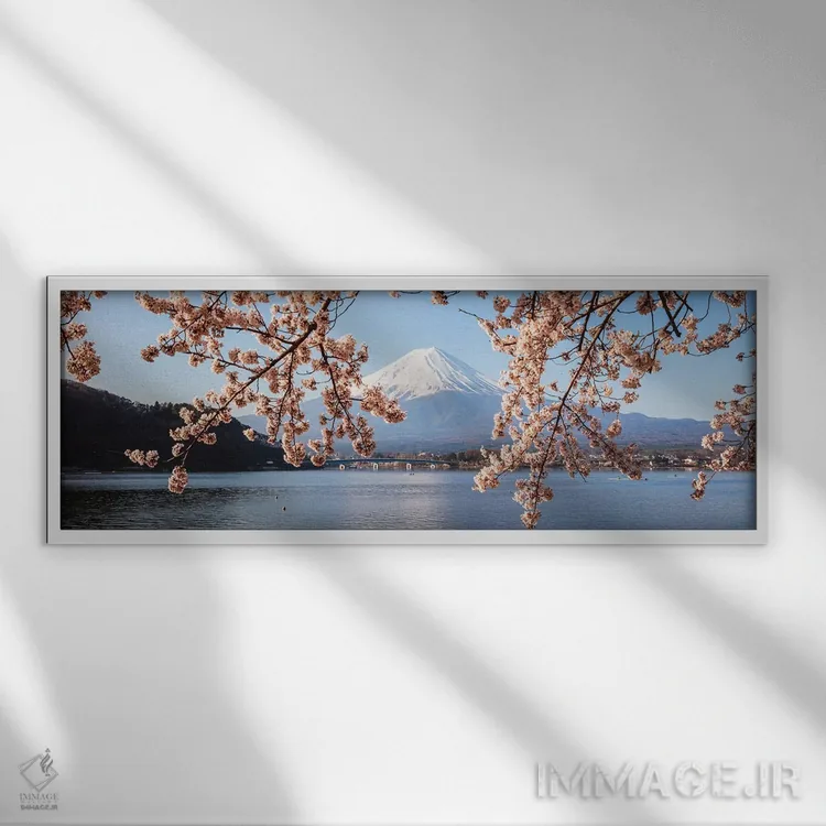 تابلو دکوراتیو Japan I,کوه فوجی و درختان گیلاس، ژاپن I اثر ماتئو کولومبو - نمای قابدار سفید