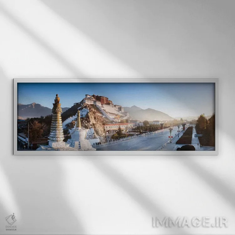 تابلو دکوراتیو Tibet,پانورامای قصر پوتالا، تبت اثر ماتئو کولومبو - نمای قابدار سفید
