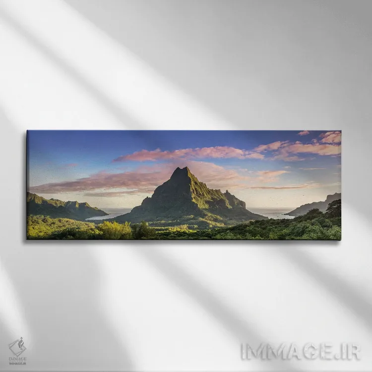 تابلو دکوراتیو French Polynesia,طلوع خورشید بر فراز موره آ، پلی نزی فران… اثر ماتئو کولومبو - نمای روبهرو روی دیوار