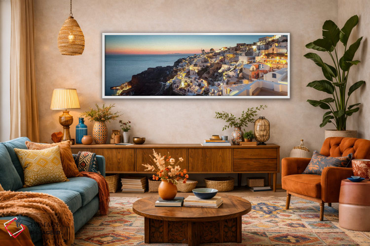 تابلو دکوراتیو Santorini, Greece,اویا در غروب، سانتورینی، یونان اثر ماتئو کولومبو - D2W