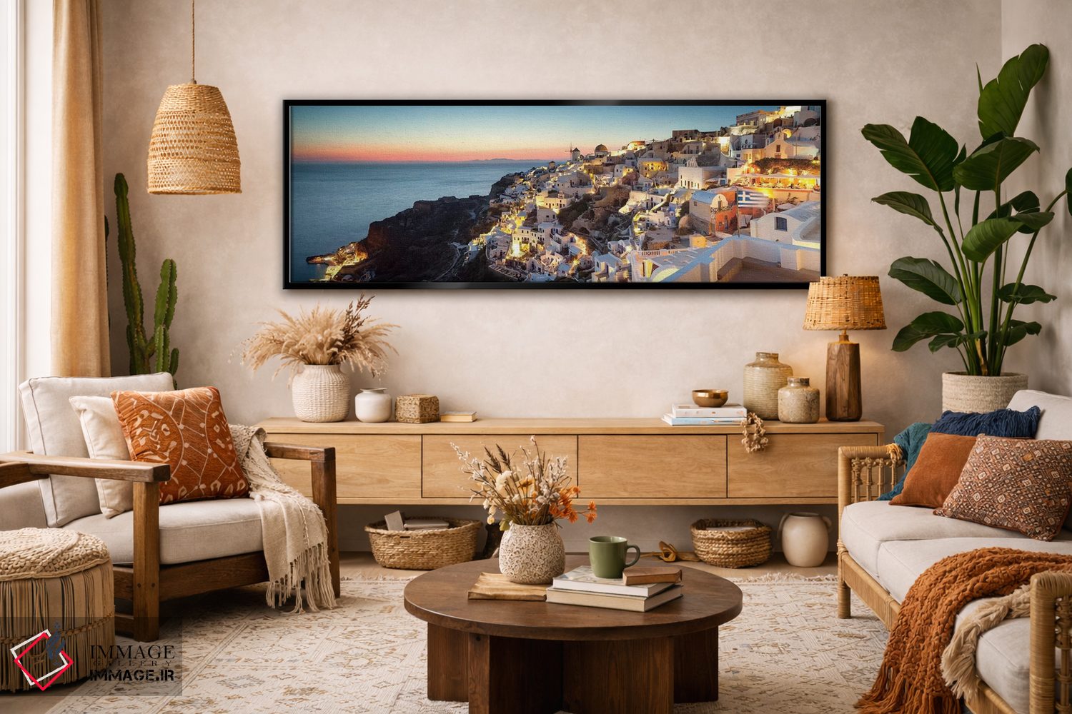 تابلو دکوراتیو Santorini, Greece,اویا در غروب، سانتورینی، یونان اثر ماتئو کولومبو - D3B