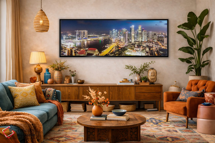 تابلو دکوراتیو Singapore,خط افق مارینا بی هنگام غروب، سنگاپور اثر ماتئو کولومبو - D3B