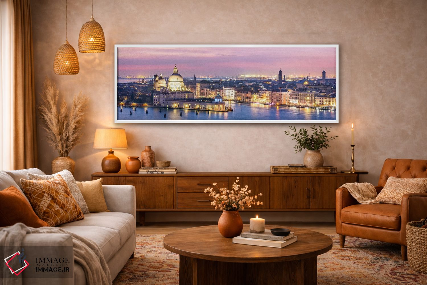 تابلو دکوراتیو پانورامای ونیز در شب اثر ماتئو کولومبو - D5W