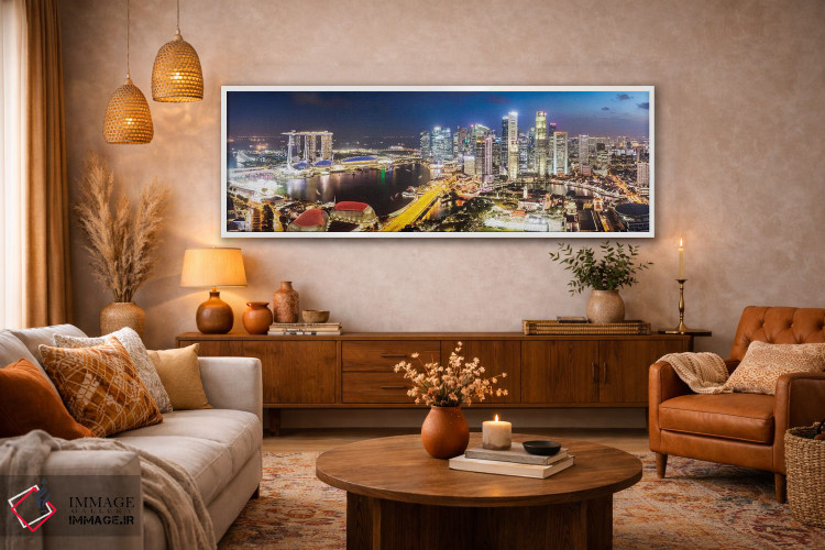 تابلو دکوراتیو Singapore,خط افق مارینا بی هنگام غروب، سنگاپور اثر ماتئو کولومبو - D4W