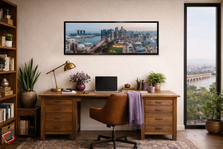 تابلو دکوراتیو Singapore,پانورامای خط افق هنگام غروب، سنگاپور اثر ماتئو کولومبو - D3B