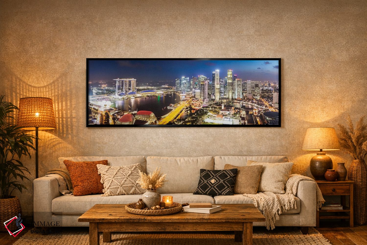 تابلو دکوراتیو Singapore,خط افق مارینا بی هنگام غروب، سنگاپور اثر ماتئو کولومبو - D6B