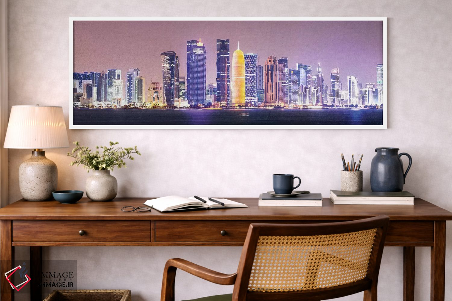 تابلو دکوراتیو Qatar,دوحه در شب، قطر اثر ماتئو کولومبو - D1W