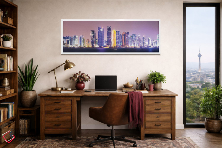 تابلو دکوراتیو Qatar,دوحه در شب، قطر اثر ماتئو کولومبو - D2W