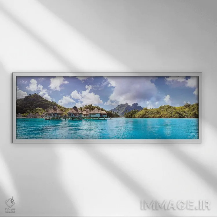 تابلو دکوراتیو French Polynesia,پانورامای بورا بورا، پلی نزی فرانسه اثر ماتئو کولومبو - نمای قابدار سفید