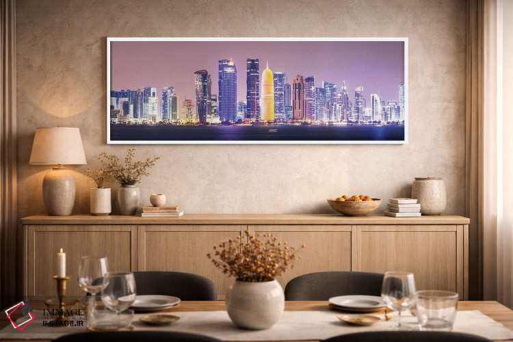 تابلو دکوراتیو Qatar,دوحه در شب، قطر اثر ماتئو کولومبو - D3W