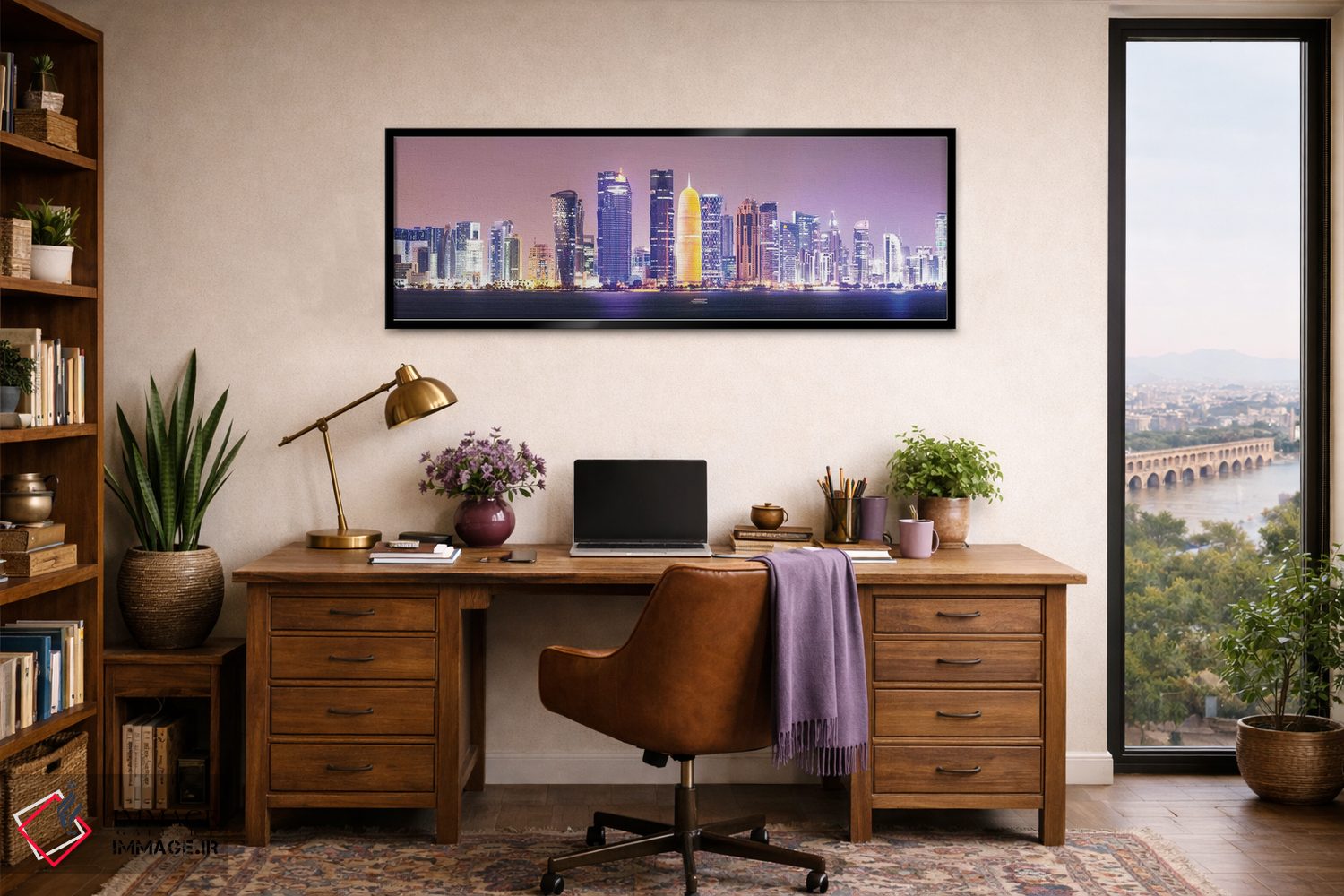 تابلو دکوراتیو Qatar,دوحه در شب، قطر اثر ماتئو کولومبو - D4B