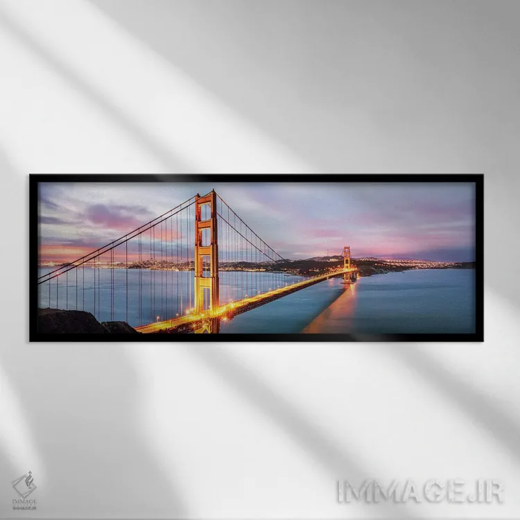 تابلو دکوراتیو San Francisco,پل گلدن گیت در سپیده دم، سان فرانسیسکو اثر ماتئو کولومبو - نمای قابدار مشکی