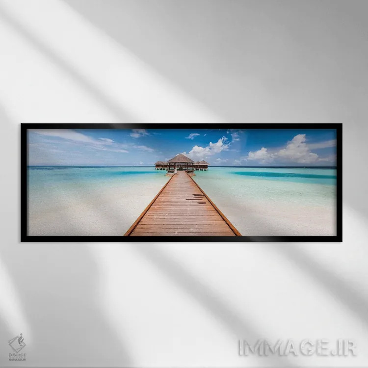 تابلو دکوراتیو Maldives,اسکله در جزیره استوایی، مالدیو اثر ماتئو کولومبو - نمای قابدار مشکی