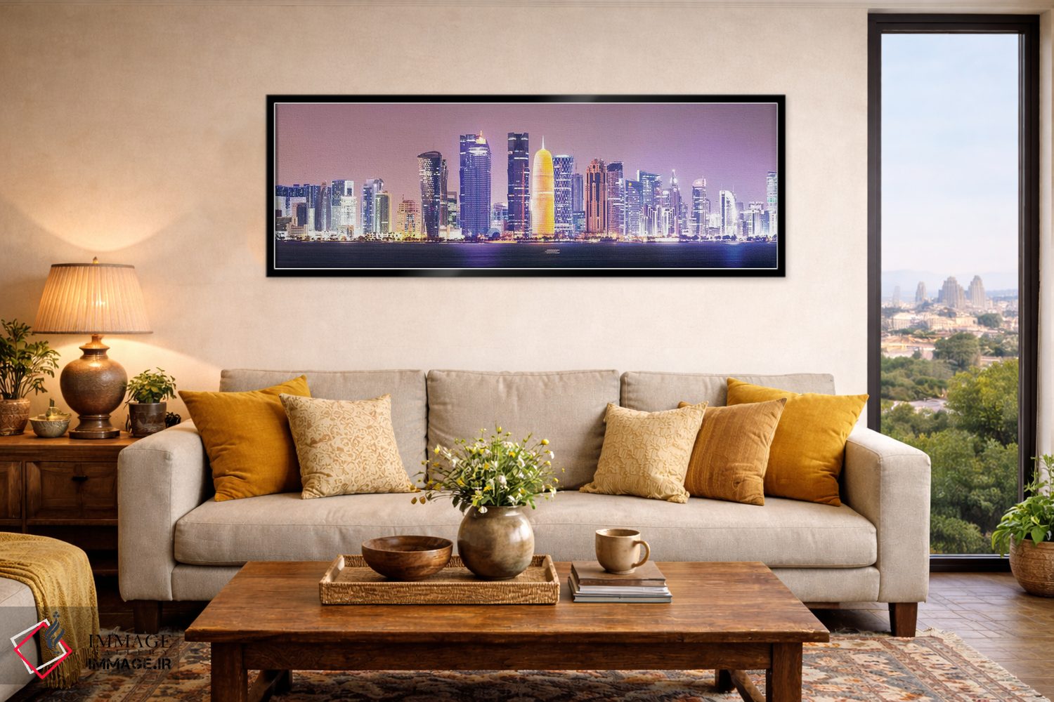 تابلو دکوراتیو Qatar,دوحه در شب، قطر اثر ماتئو کولومبو - D6B