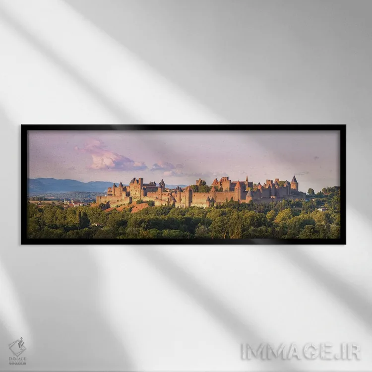 تابلو دکوراتیو France,نمای پانوراما از کارکاسون، فرانسه اثر ماتئو کولومبو - نمای قابدار مشکی