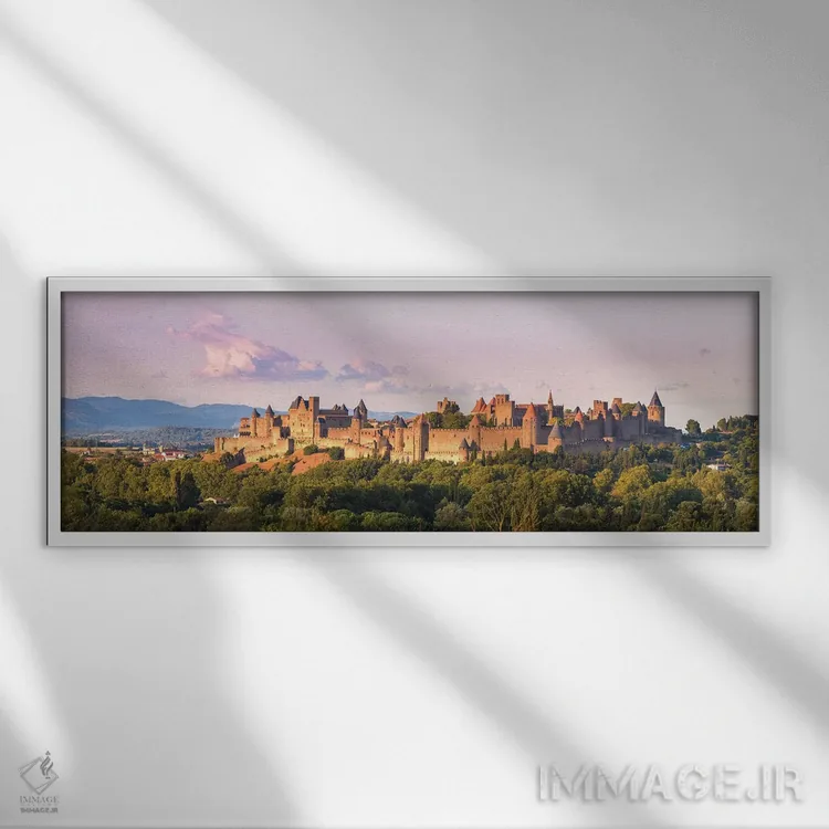 تابلو دکوراتیو France,نمای پانوراما از کارکاسون، فرانسه اثر ماتئو کولومبو - نمای قابدار سفید