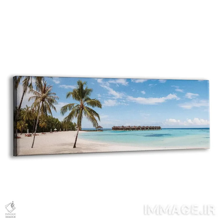 تابلو دکوراتیو Maldives,ساحل با درختان نخل، مالدیو اثر ماتئو کولومبو - نمای پرسپکتیو محصول