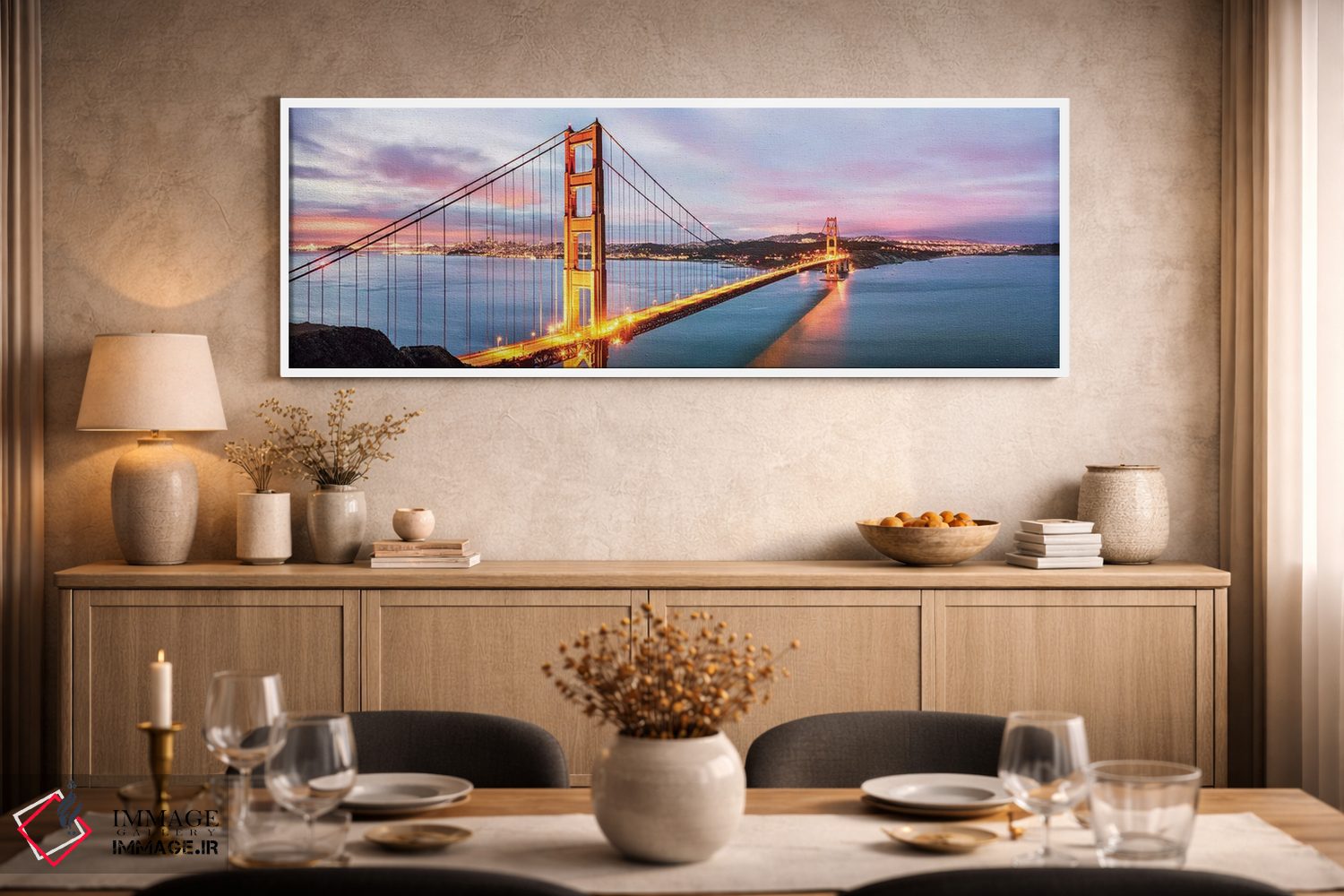 تابلو دکوراتیو San Francisco,پل گلدن گیت در سپیده دم، سان فرانسیسکو اثر ماتئو کولومبو - D2W