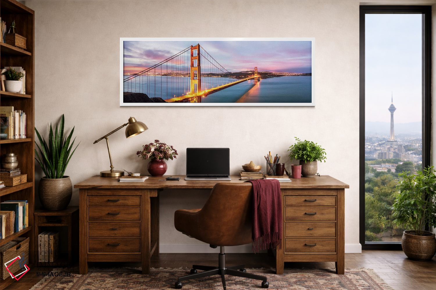 تابلو دکوراتیو San Francisco,پل گلدن گیت در سپیده دم، سان فرانسیسکو اثر ماتئو کولومبو - D1W