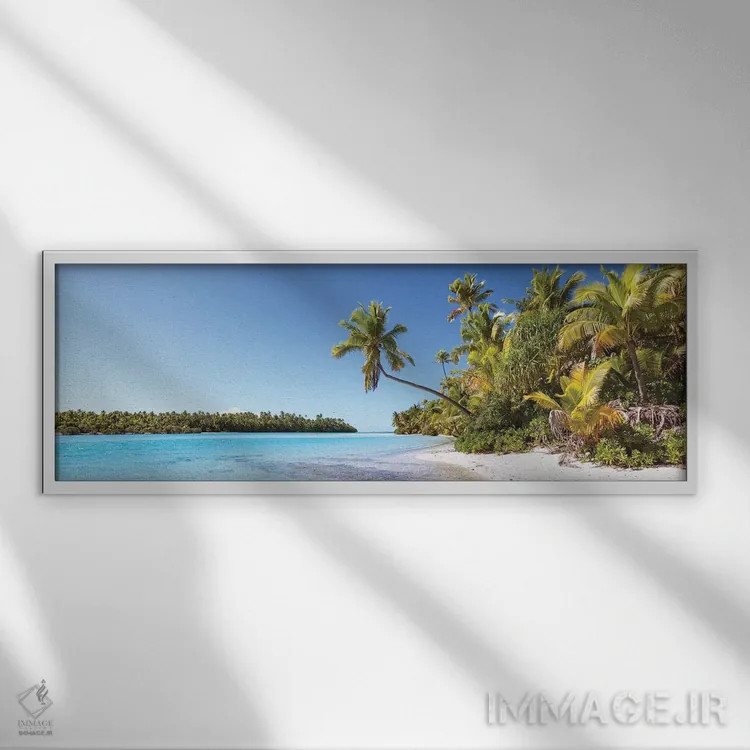 تابلو دکوراتیو Aitutaki, Cook Islands,نمای پانورامای جزیره وان فوت، آیتو… اثر ماتئو کولومبو - نمای قابدار سفید