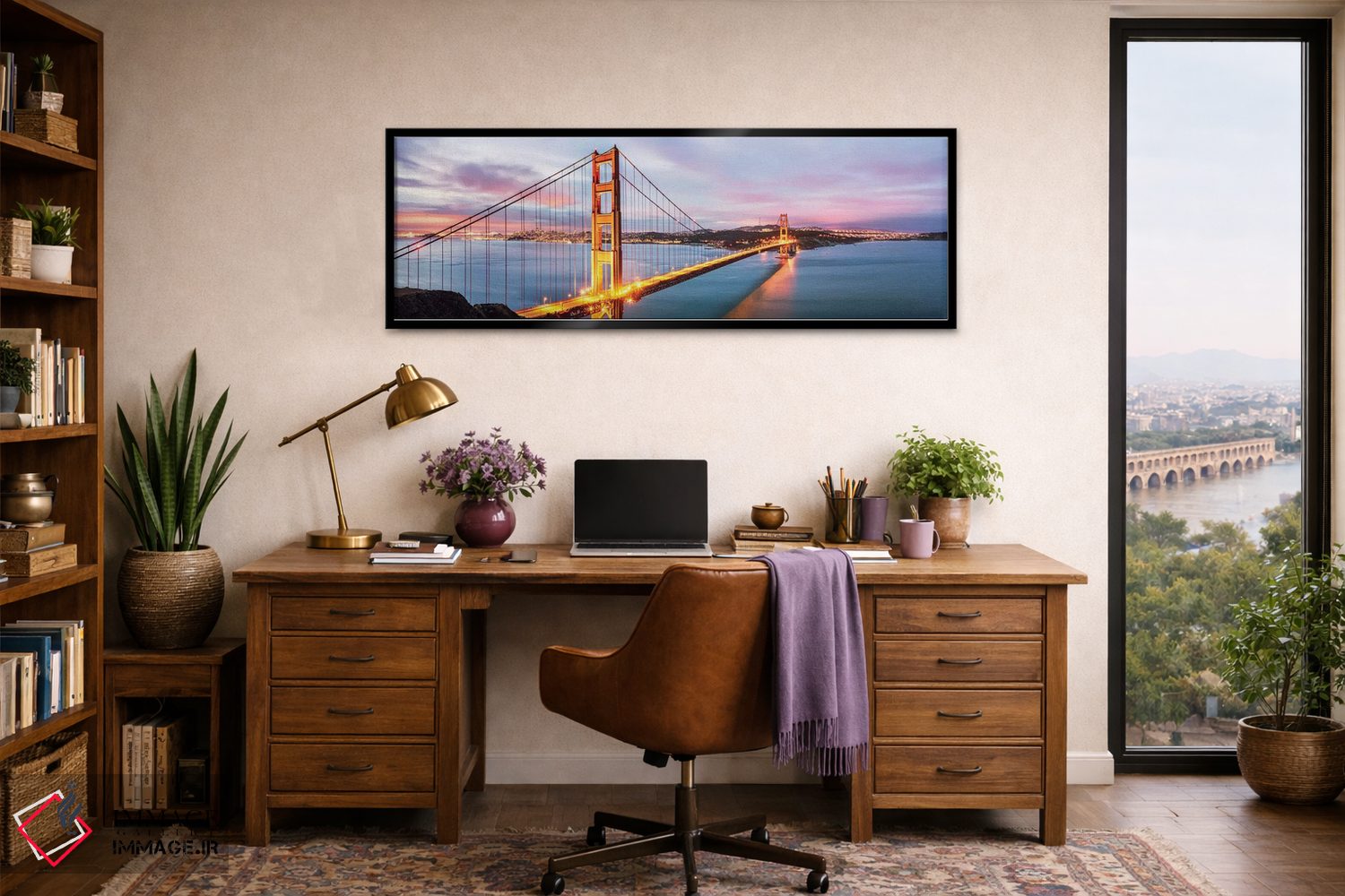 تابلو دکوراتیو San Francisco,پل گلدن گیت در سپیده دم، سان فرانسیسکو اثر ماتئو کولومبو - D3B