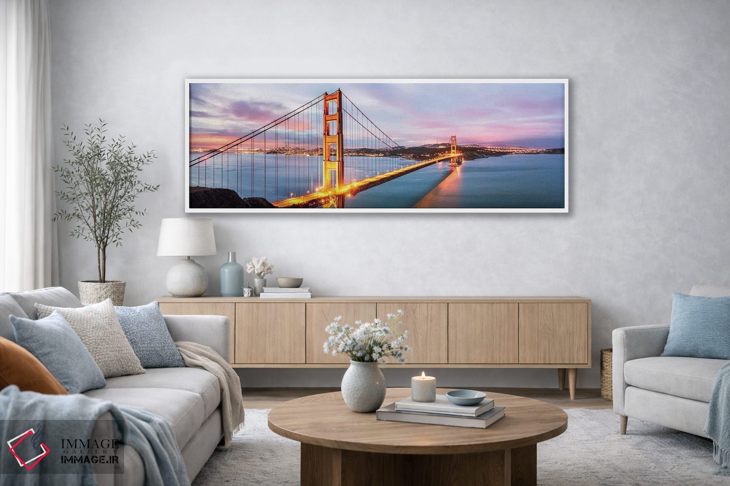 تابلو دکوراتیو San Francisco,پل گلدن گیت در سپیده دم، سان فرانسیسکو اثر ماتئو کولومبو - D4W