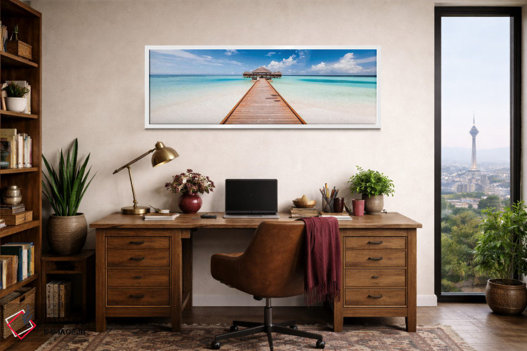 تابلو دکوراتیو Maldives,اسکله در جزیره استوایی، مالدیو اثر ماتئو کولومبو - D1W