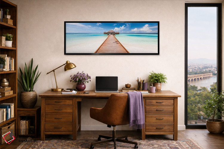 تابلو دکوراتیو Maldives,اسکله در جزیره استوایی، مالدیو اثر ماتئو کولومبو - D3B