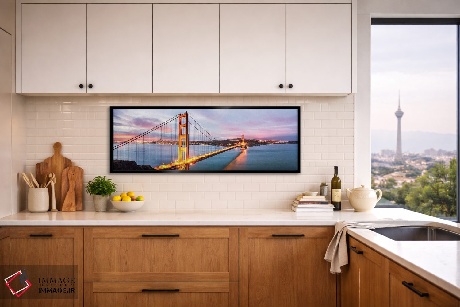 تابلو دکوراتیو San Francisco,پل گلدن گیت در سپیده دم، سان فرانسیسکو اثر ماتئو کولومبو - D6B