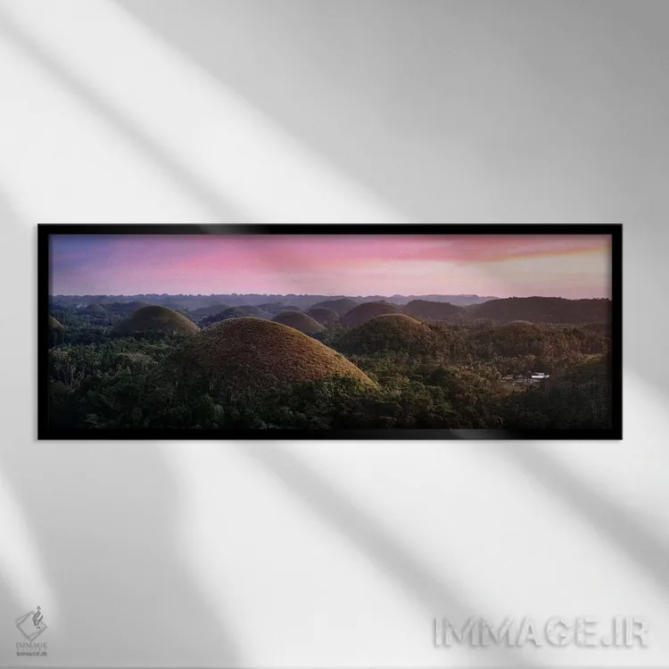 تابلو دکوراتیو غروب تپه های شکلاتی III اثر ماتئو کولومبو - نمای قابدار مشکی