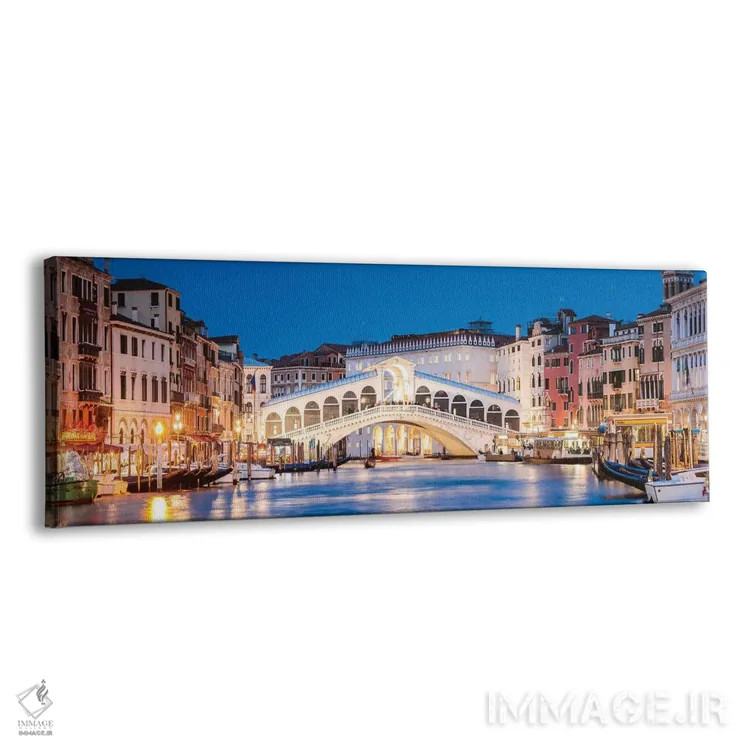 تابلو دکوراتیو Venice,پل ریالتو در شب، ونیز اثر ماتئو کولومبو - نمای پرسپکتیو محصول