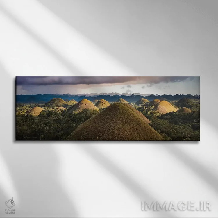 تابلو دکوراتیو غروب تپه های شکلاتی II اثر ماتئو کولومبو - نمای روبهرو روی دیوار