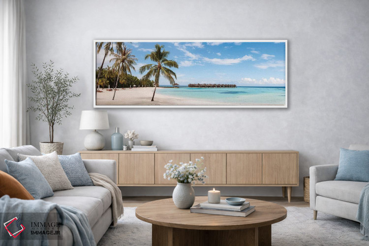 تابلو دکوراتیو Maldives,ساحل با درختان نخل، مالدیو اثر ماتئو کولومبو - D2W