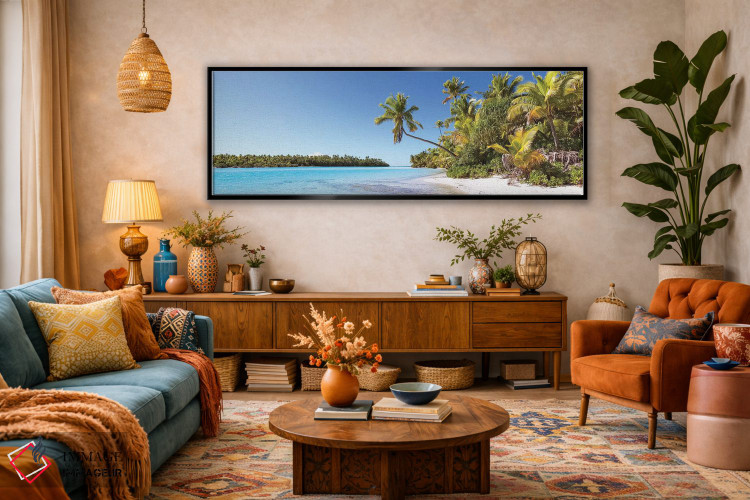 تابلو دکوراتیو Aitutaki, Cook Islands,نمای پانورامای جزیره وان فوت، آیتو… اثر ماتئو کولومبو - D3B