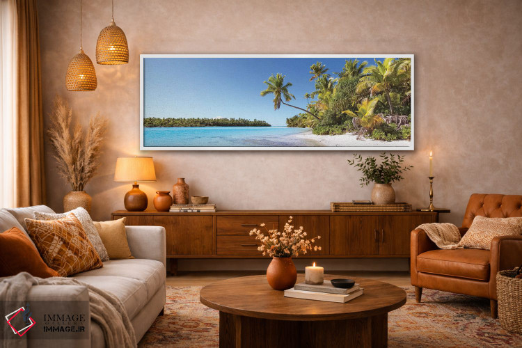 تابلو دکوراتیو Aitutaki, Cook Islands,نمای پانورامای جزیره وان فوت، آیتو… اثر ماتئو کولومبو - D5W
