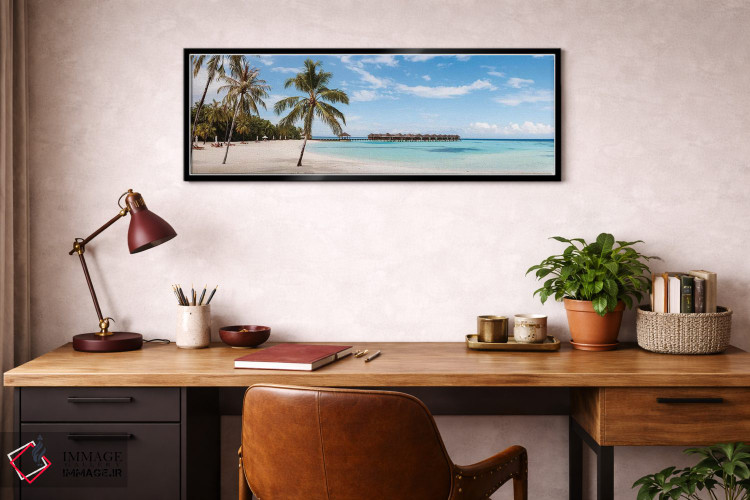 تابلو دکوراتیو Maldives,ساحل با درختان نخل، مالدیو اثر ماتئو کولومبو - D4B
