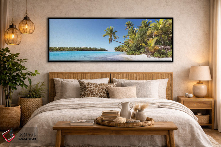 تابلو دکوراتیو Aitutaki, Cook Islands,نمای پانورامای جزیره وان فوت، آیتو… اثر ماتئو کولومبو - D6B