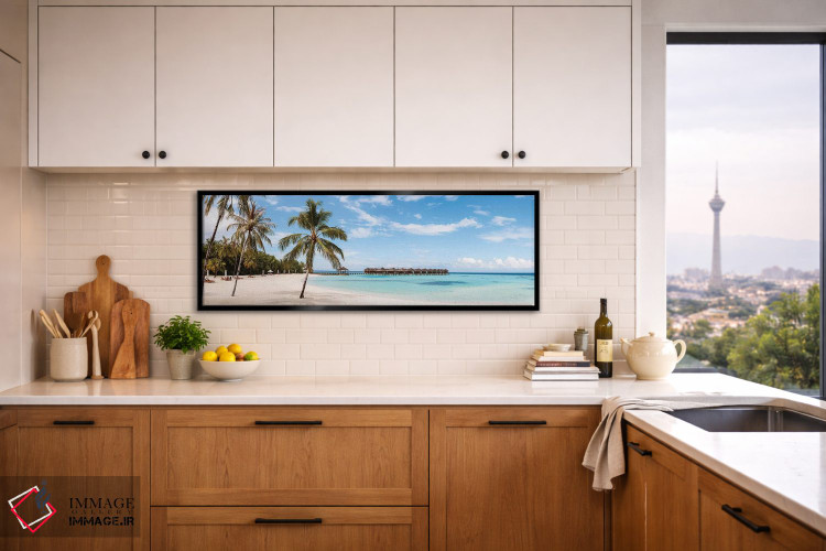 تابلو دکوراتیو Maldives,ساحل با درختان نخل، مالدیو اثر ماتئو کولومبو - D5B