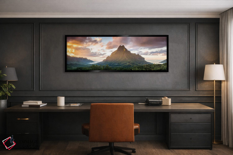 تابلو دکوراتیو Polynesia,پانورامای مورئا در غروب، پلی نزی اثر ماتئو کولومبو - D3B