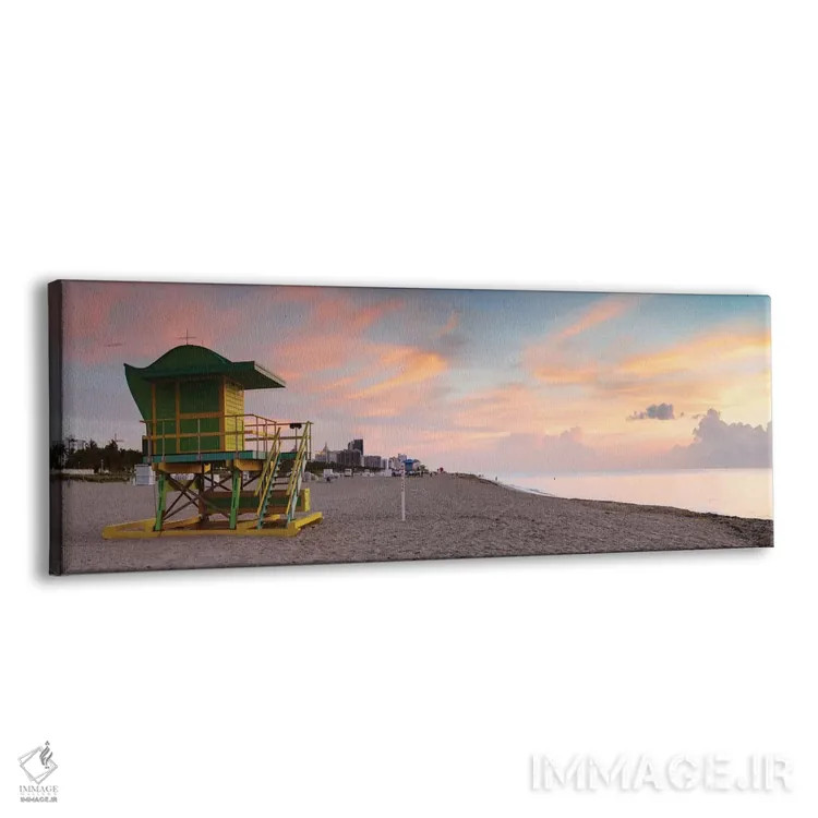 تابلو دکوراتیو طلوع خورشید ساحل میامی اثر ماتئو کولومبو - نمای پرسپکتیو محصول
