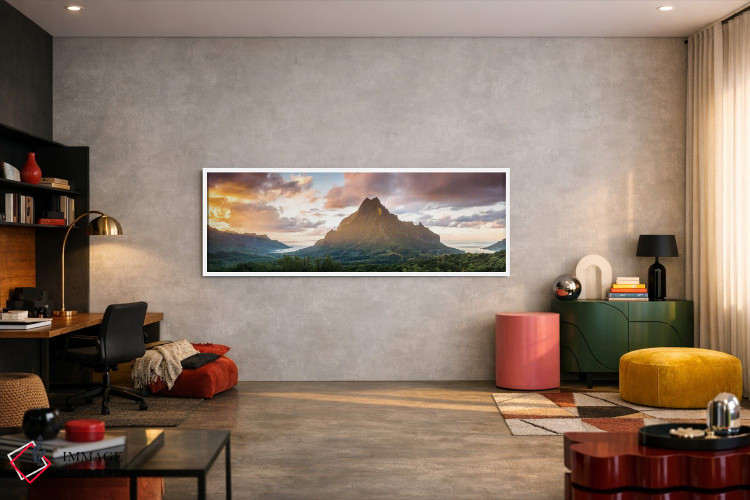 تابلو دکوراتیو Polynesia,پانورامای مورئا در غروب، پلی نزی اثر ماتئو کولومبو - D6W