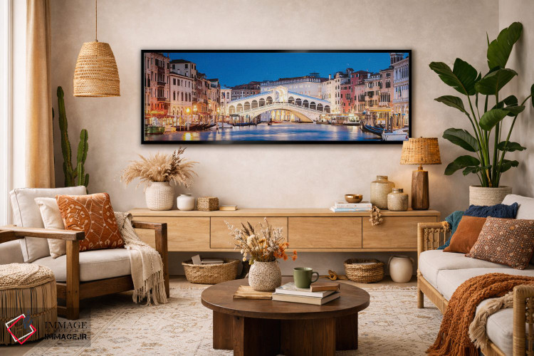 تابلو دکوراتیو Venice,پل ریالتو در شب، ونیز اثر ماتئو کولومبو - D2B