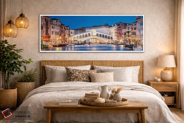 تابلو دکوراتیو Venice,پل ریالتو در شب، ونیز اثر ماتئو کولومبو - D4W