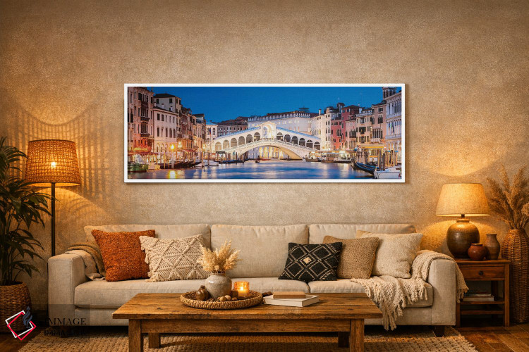 تابلو دکوراتیو Venice,پل ریالتو در شب، ونیز اثر ماتئو کولومبو - D5W