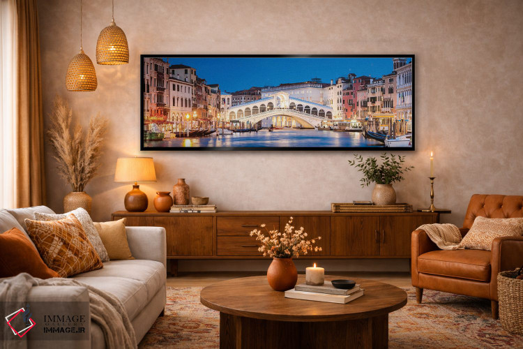 تابلو دکوراتیو Venice,پل ریالتو در شب، ونیز اثر ماتئو کولومبو - D6B