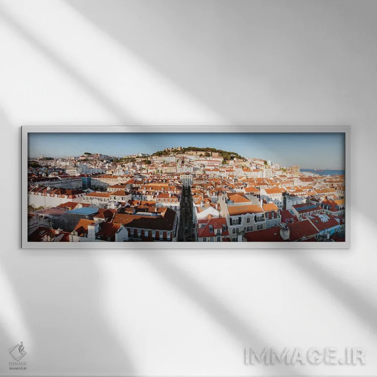 تابلو دکوراتیو نمای پانورامای لیسبون اثر ماتئو کولومبو - نمای قابدار سفید