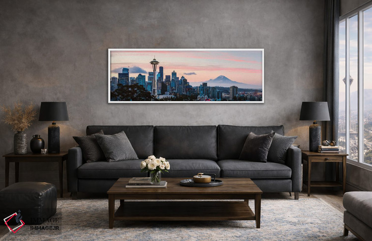 تابلو دکوراتیو منظره شهر سیاتل و کوه رینیر اثر ماتئو کولومبو - D3W