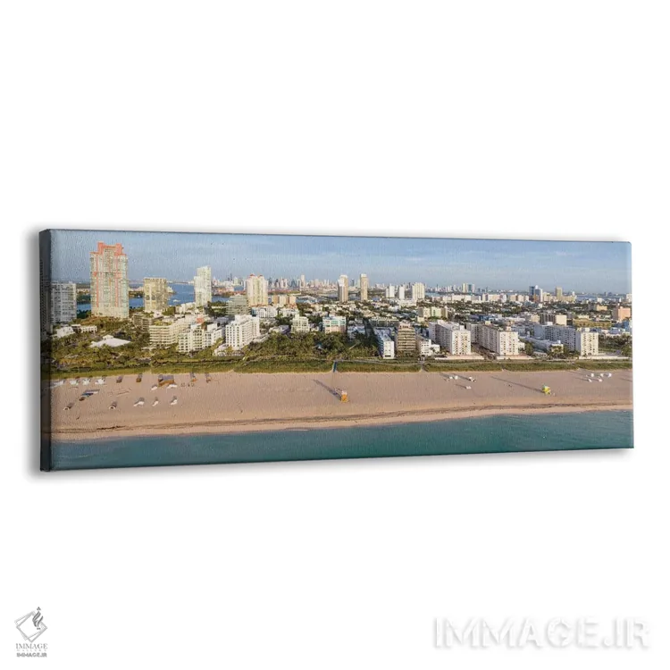 تابلو دکوراتیو منظره پانوراما ساحل میامی اثر ماتئو کولومبو - نمای پرسپکتیو محصول