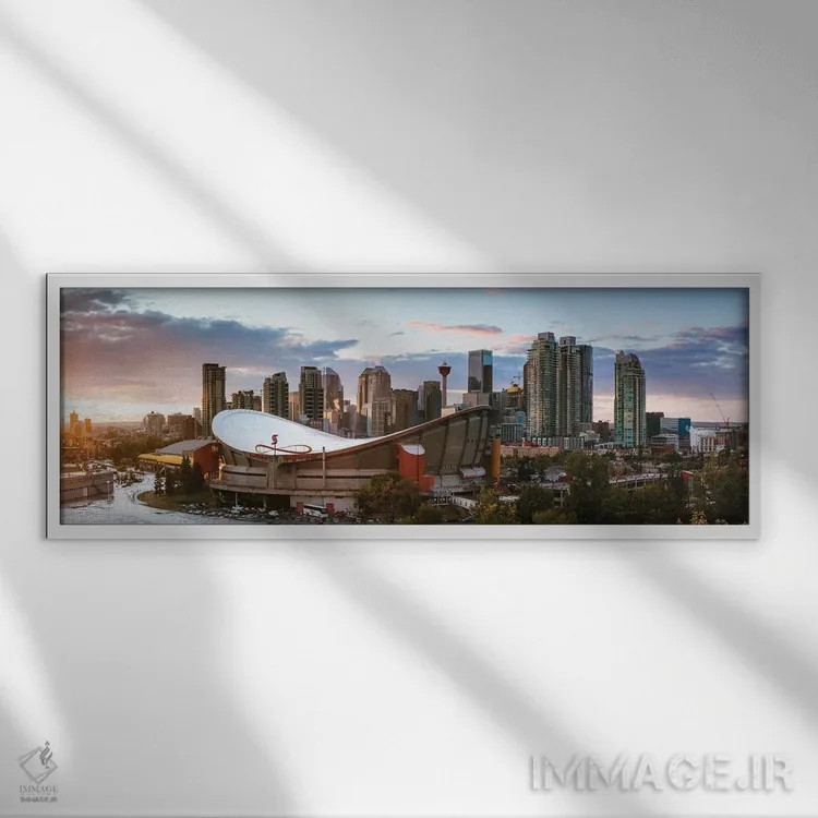 تابلو دکوراتیو غروب در کلگری I اثر ماتئو کولومبو - نمای قابدار سفید